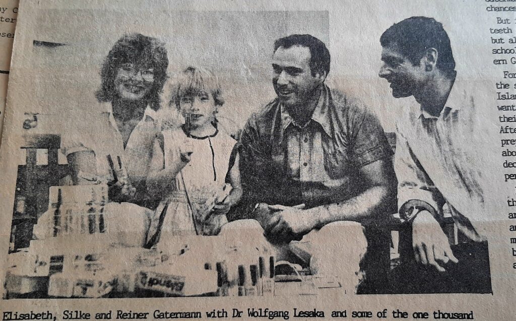 A Cook Islands News article in the 1980s when the Gatermanns donated 1000 toothbrushes to schools. 22111808