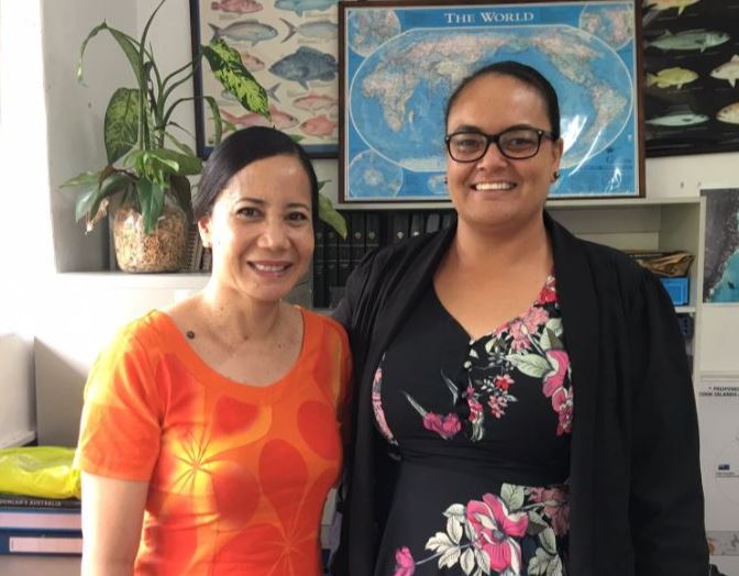 Cook Islands Ministry of Marine Resources head Pamela Maru with director general of the Pacific Islands Forum Fisheries Agency (FFA), Manumatavai Tupou-Roosen. TWITTER/ 22120244