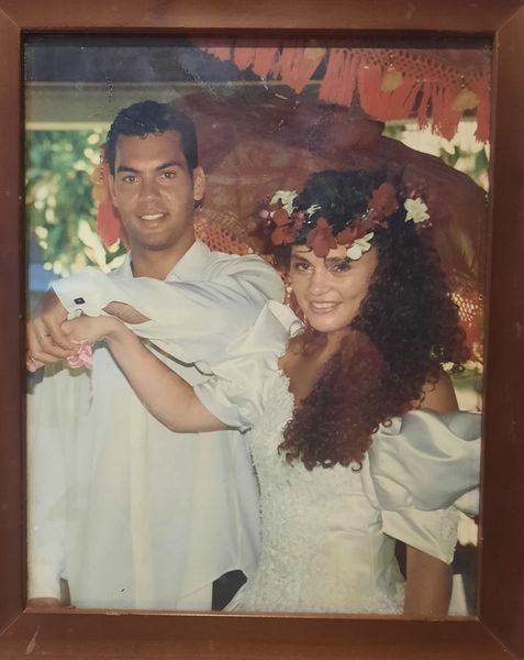 Kevin and Tina Iro at their first wedding in Bali when they were 25 and 23 years respectively. SUPPLIED/23021015