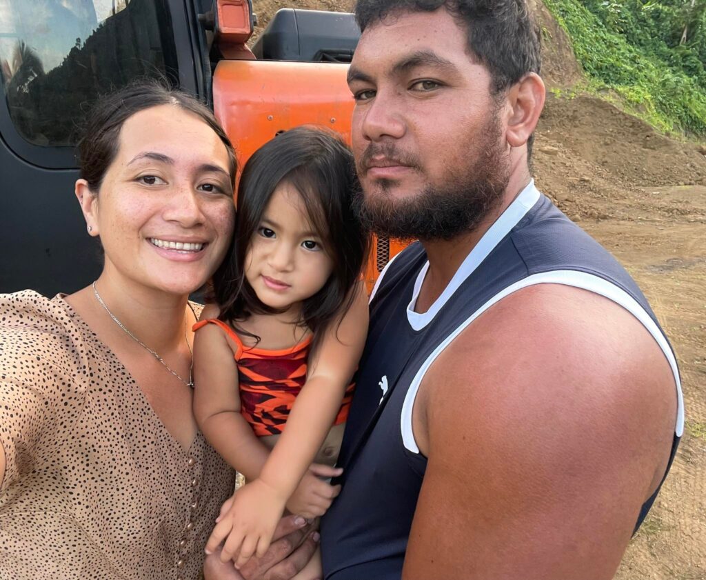AVA Excavations Ltd owners Maria Maoate and Teava Iro Jnr and their toddler. 23021604