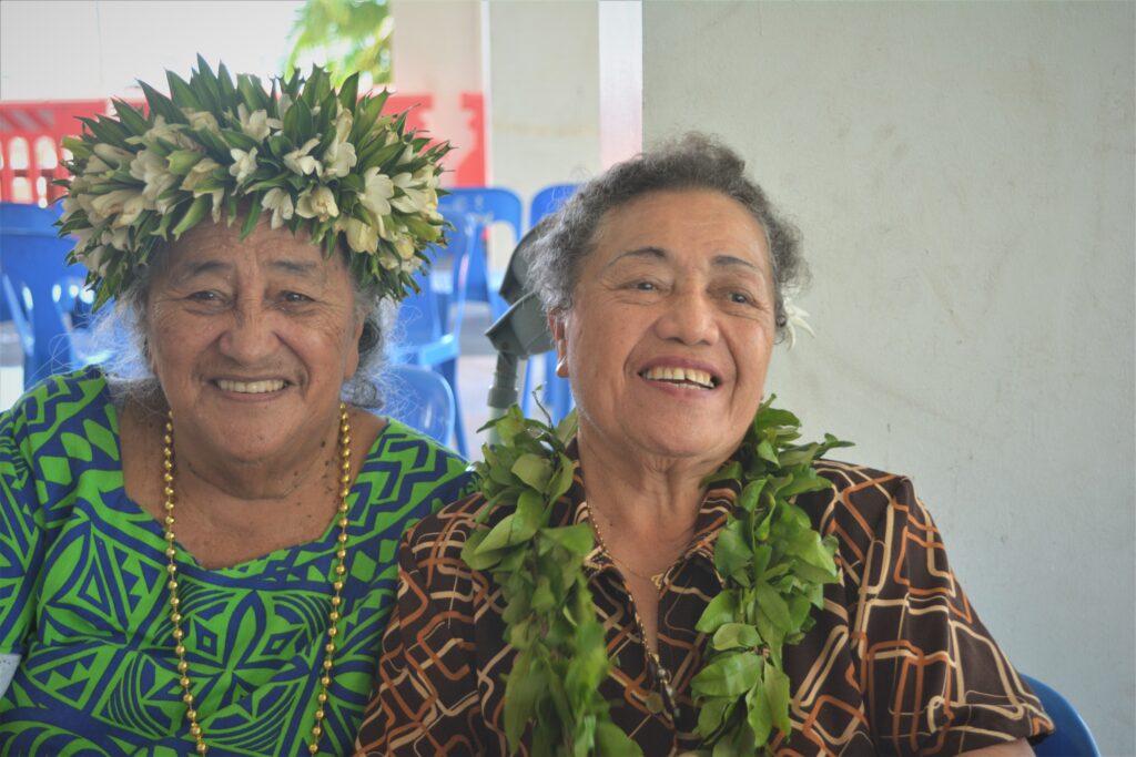 Are Pa Metua Vice President Nga Mokoroa and , Cook Islands Disability Council Chairperson Tuki Wright are happy to see the new elevator/lift project at Justice begin. 23022011