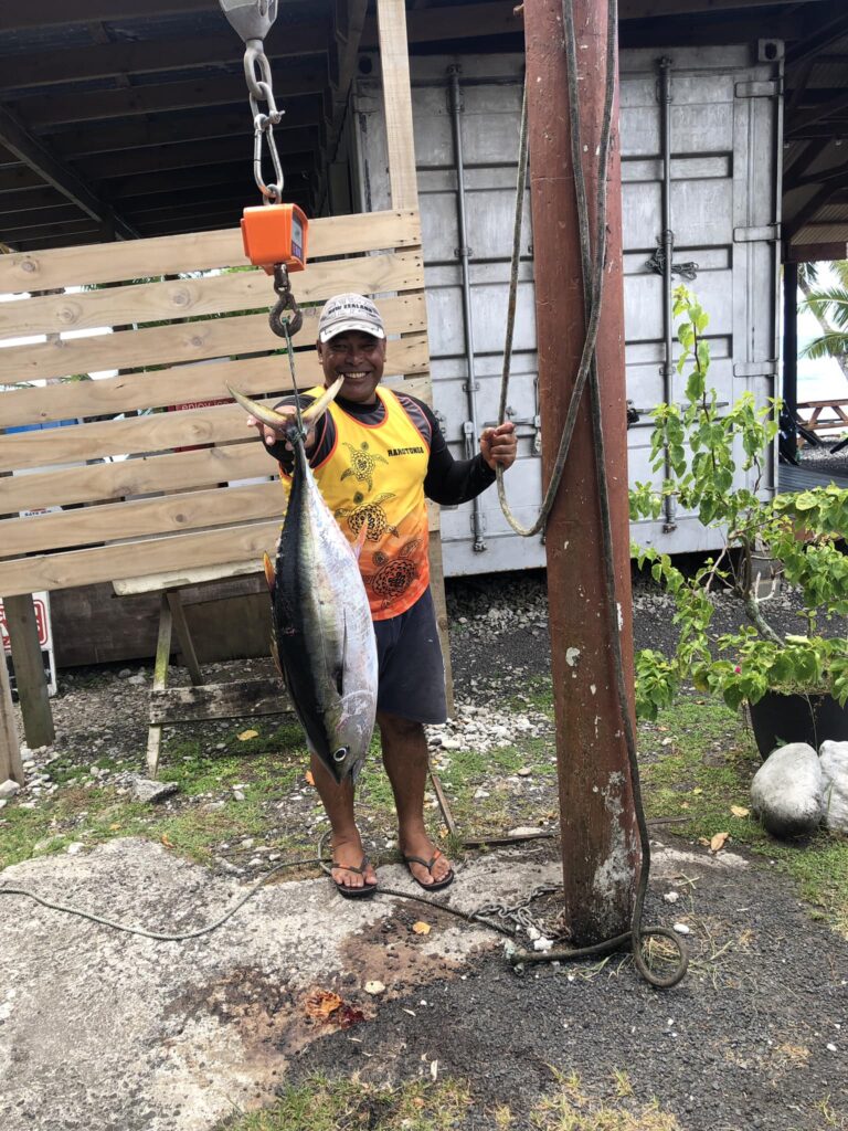 Aaron Marsters of In & Out with his catch – a 7.3kg yellow fin tuna. CIGFC/23022707