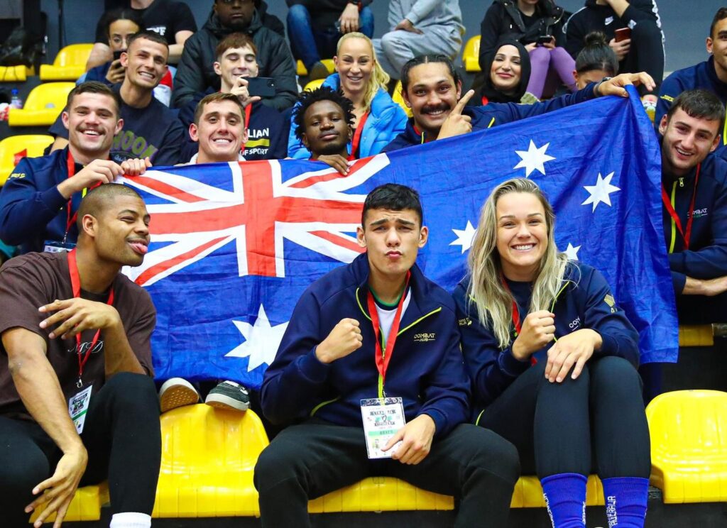 Members of the Australian men’s and women’s boxing teams who travelled to Europe to compete last month. SUPPLIED/ 23031028