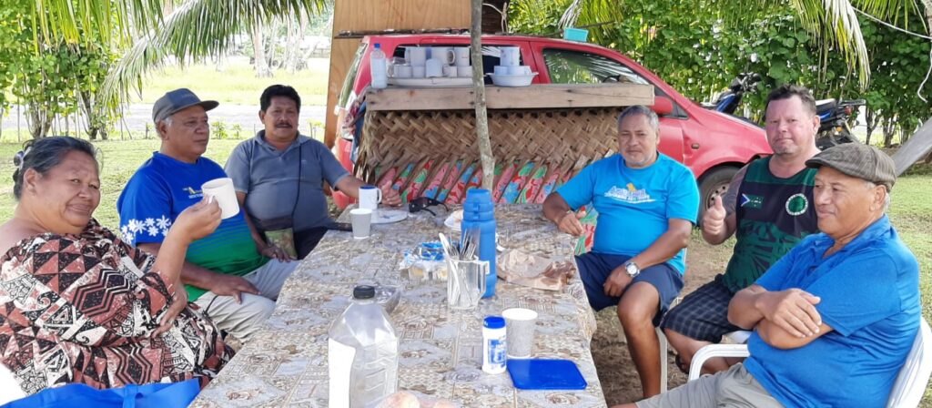 Locals meet at the Kofi Bar in Amuri, Aitutaki to enjoy coffee made the old fashioned way sweetened with coconut cream.  Picture: MELINA ETCHES. 23031311