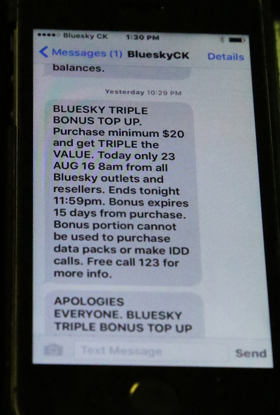Late texts anger Bluesky customers