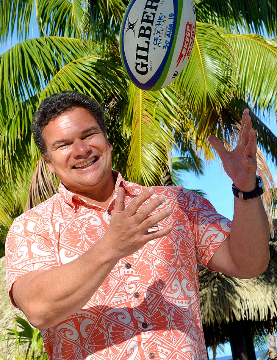 Sir Michael on a Pacific rugby mission