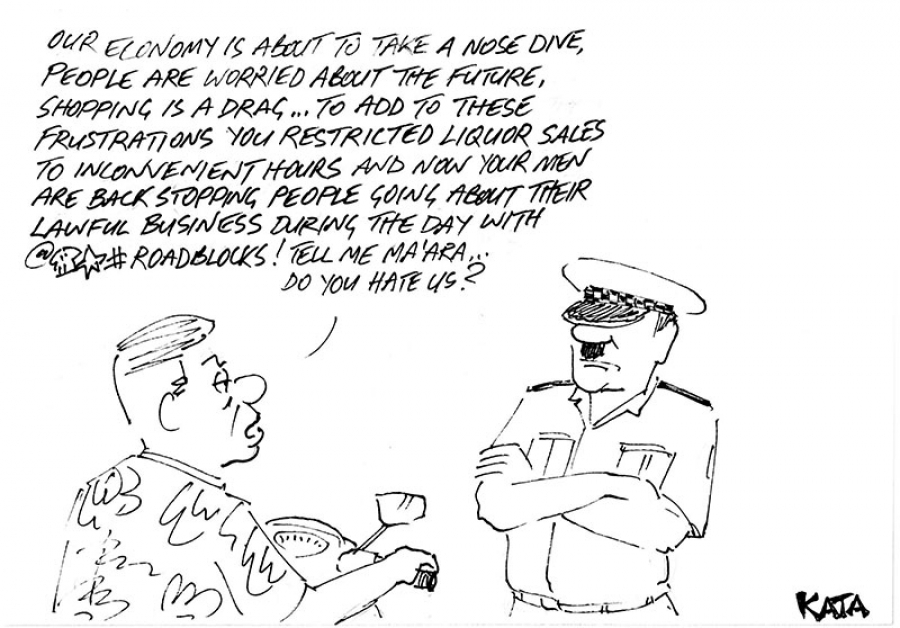 Kata cartoon: Will police deter Covid with roadstops?