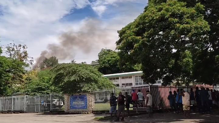 Buildings burned in looting after Solomon Islands protest