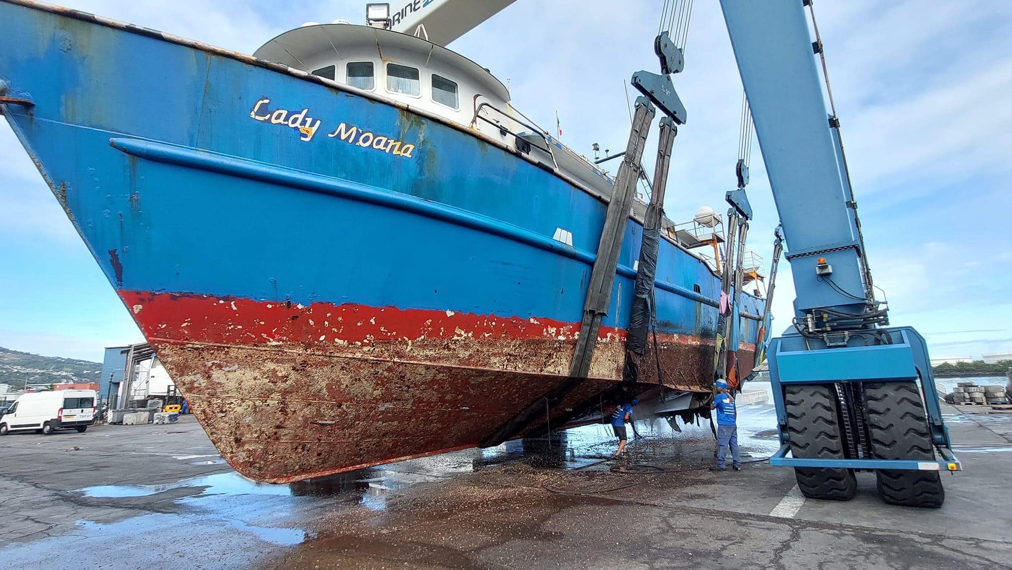Lady Moana dry docked in Tahiti
