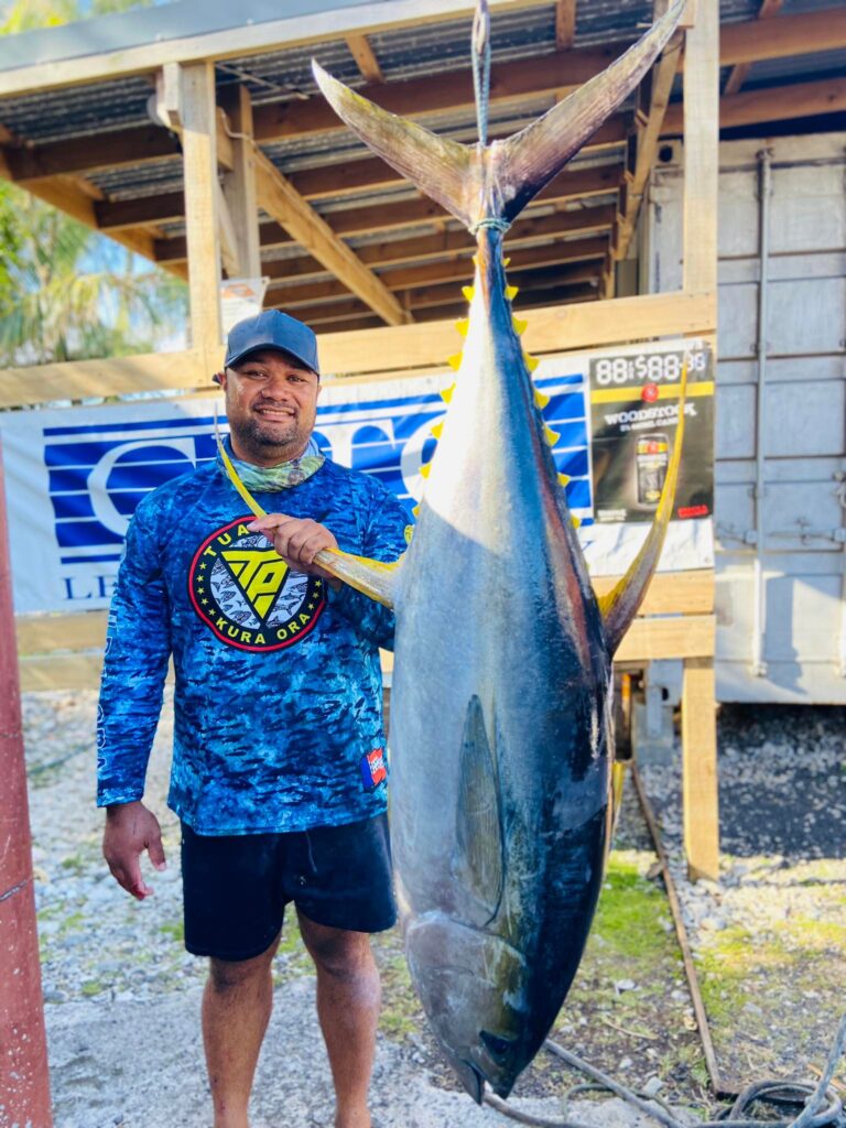 Marah Tairi landed the heaviest fish, a yellowfin tuna weighing 58.2kg, in Saturday’s fishing competition. Picture: JULIE TANGIMETUA-KARIKA/22111406