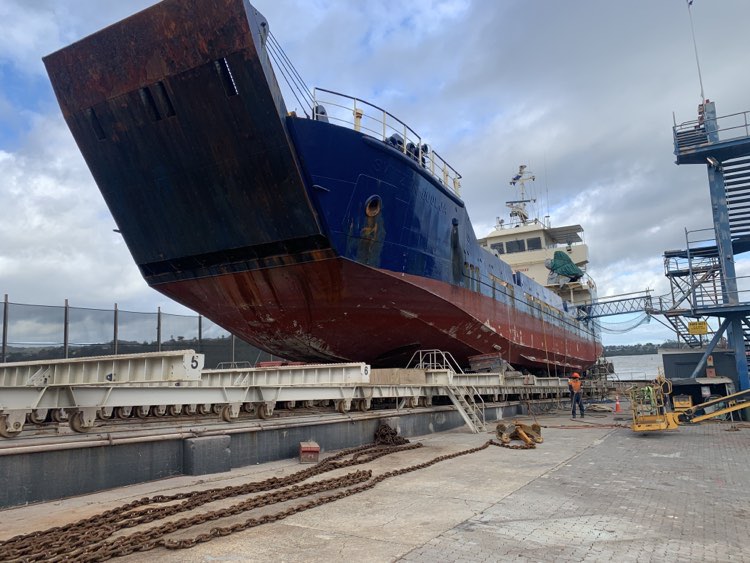 CIGT barge undergoing extensive maintenance