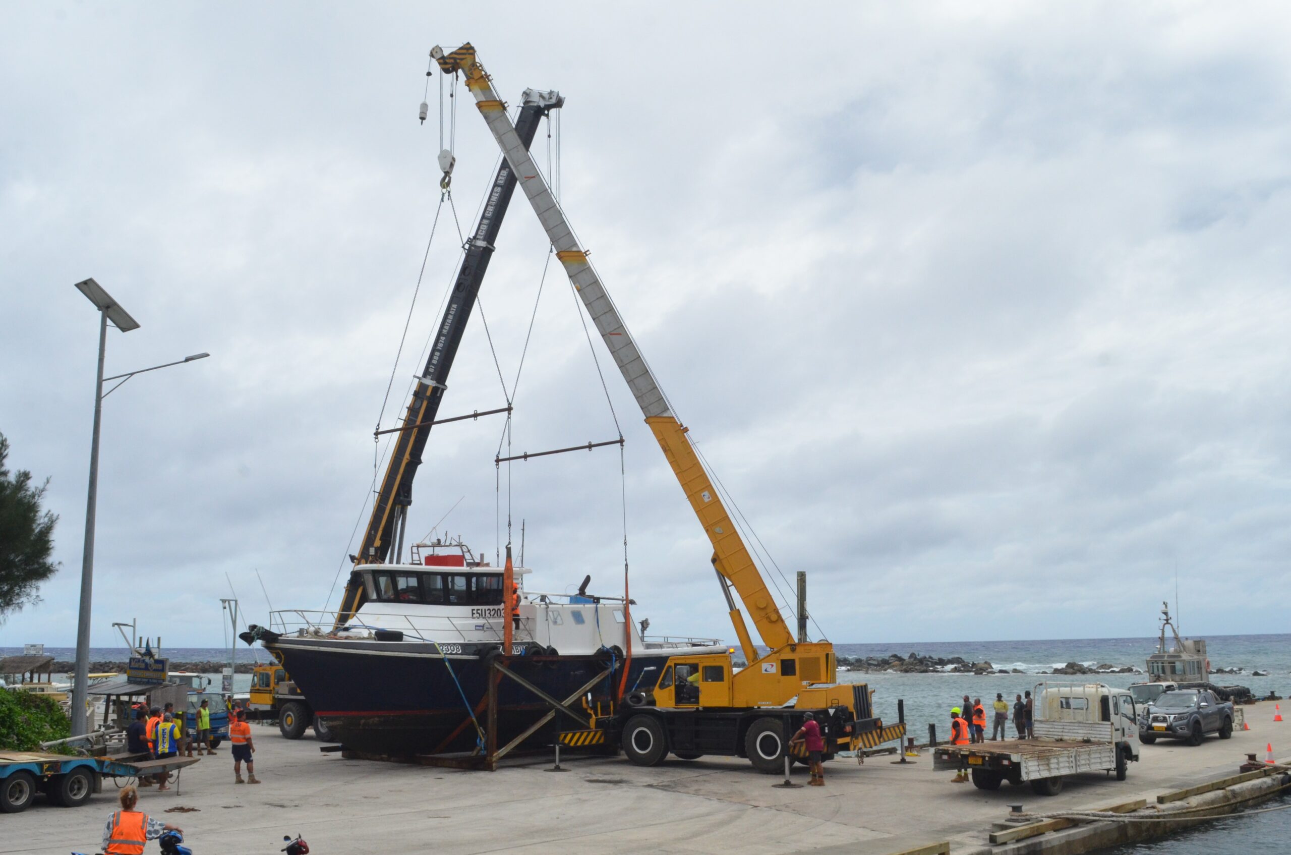 Fishing vessel Zambucca hauled out of water for inspection