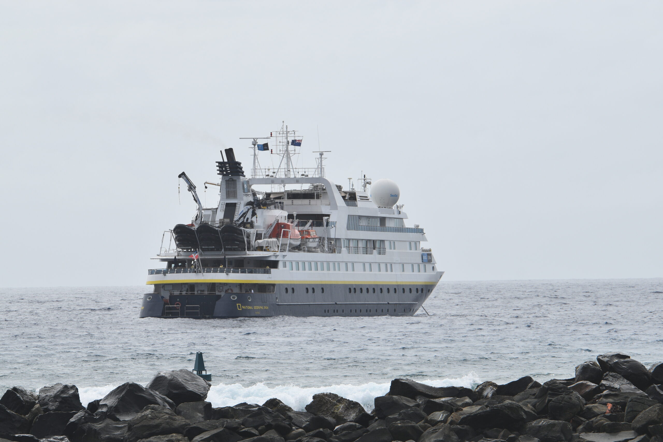 National Geographic Orion docks in Rarotonga
